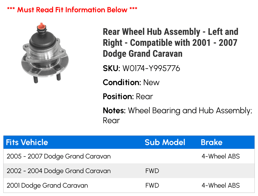 Rear Wheel Hub Assembly Left and Right L206