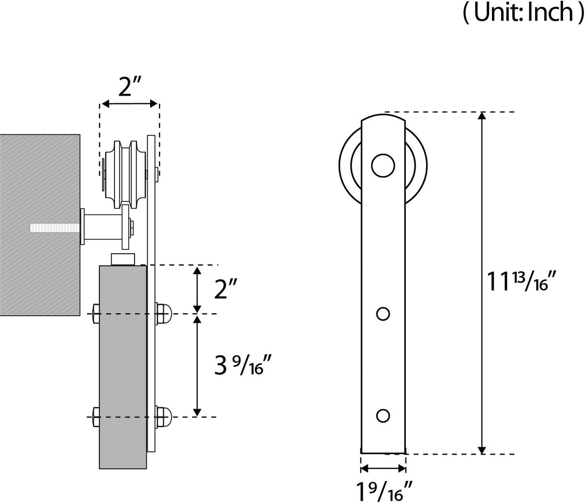 6ft Heavy Duty Sliding Barn Door Hardware Kit for 36" Wide Door Panel H6548