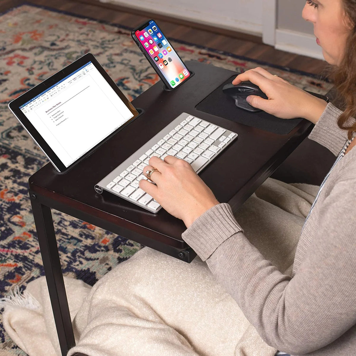 Sofa Table TV Tray with Tablet and Phone Slots N863160