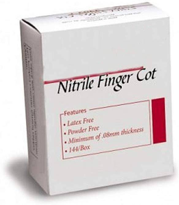 X-Large Disposable Nitrile Finger Cots, Box of 144 B129