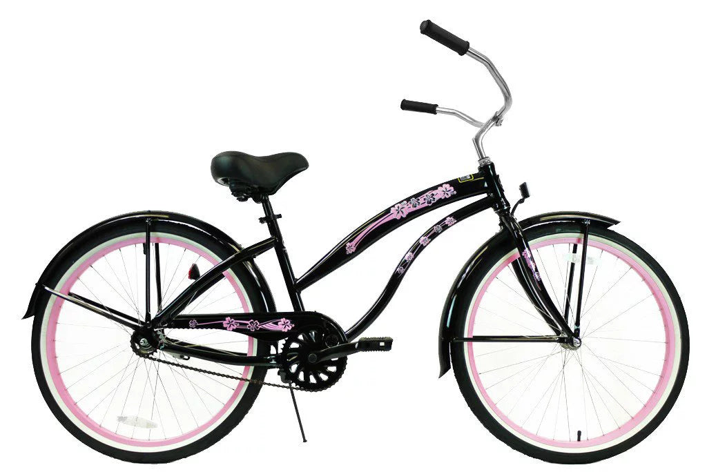 26 In. Pink Single Speed Aluminum Beach Cruiser Bike O96097