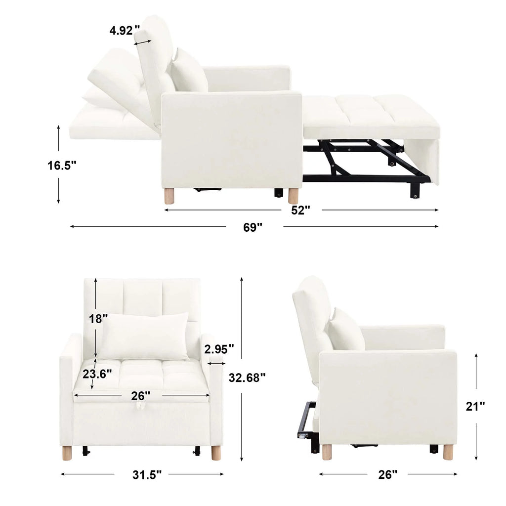 Gray Convertible Sleeper Chair Bed F73580