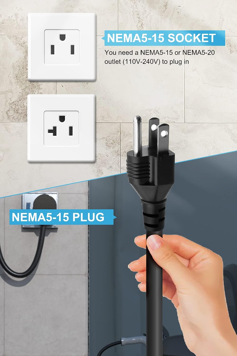 Portable Level 1 EV Charger (110V, 16A, 25ft) N783291