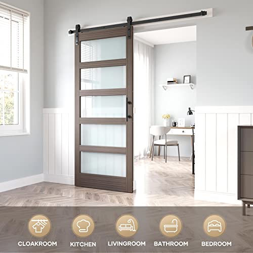 36x84 Inch Glass Sliding Barn Door with Hardware Kit G734840