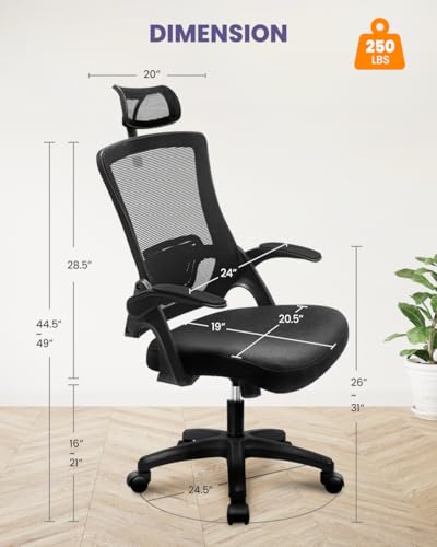 Black Ergonomic Mesh Office Chair with Lumbar Support U876127