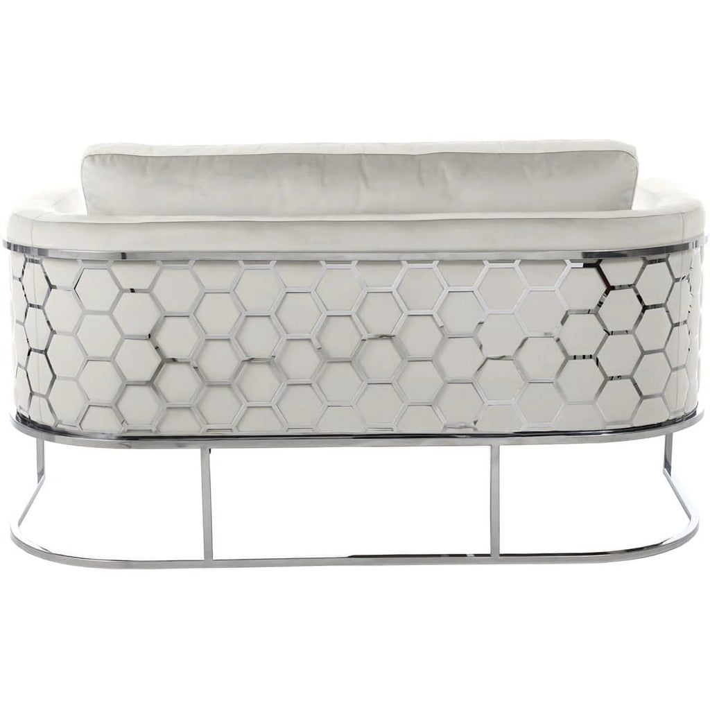 Cream Velvet Upholstered Loveseat I10003
