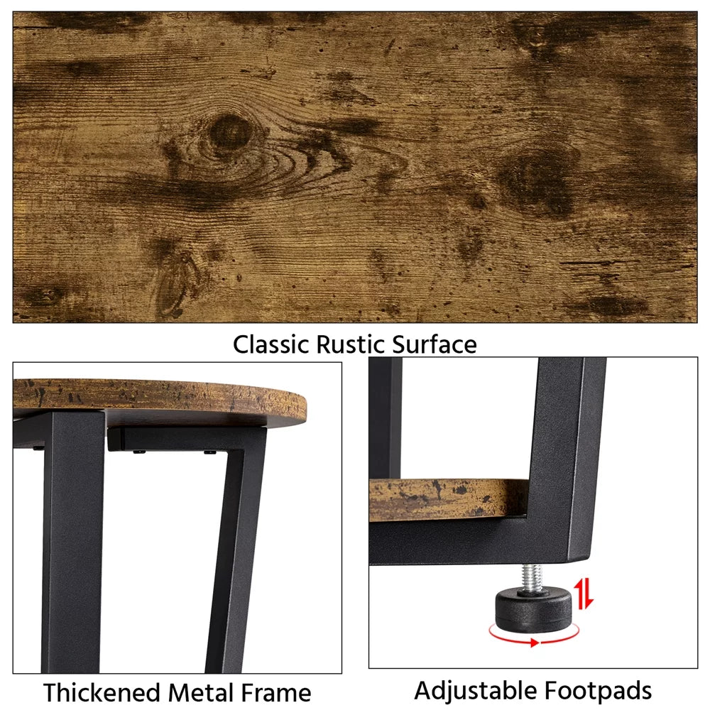 Brown Metal Side Table with Storage Rack S9466