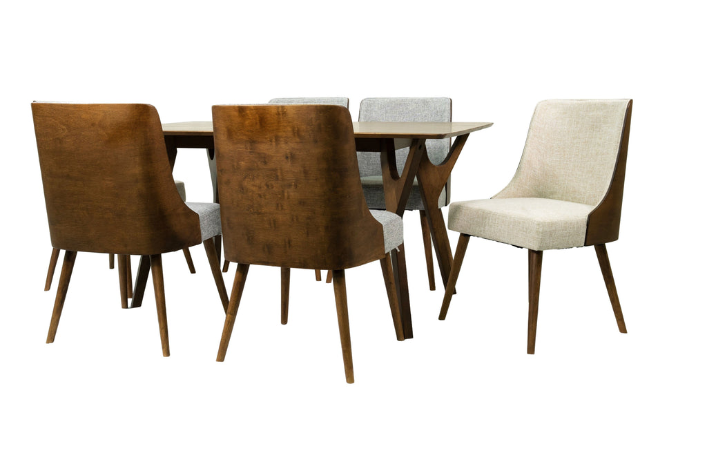 Brown 7-Piece Solid Wood Dining Table and 6 Chairs X5066