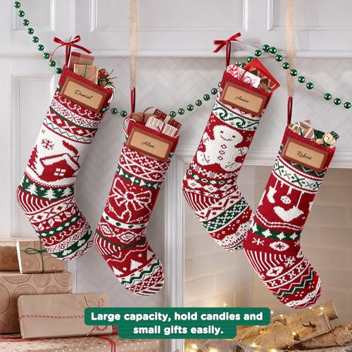 4 Pack Large 18" Knit Christmas Stockings N278