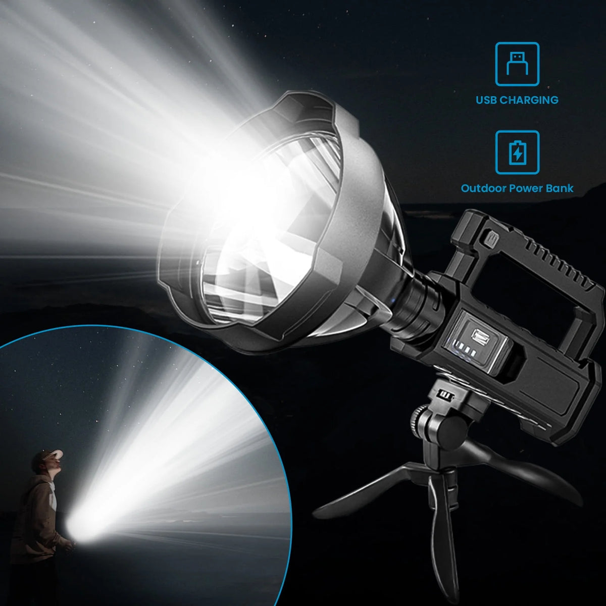 50000 Lumens Super Bright LED USB Rechargeable Waterproof Flashlight X796484