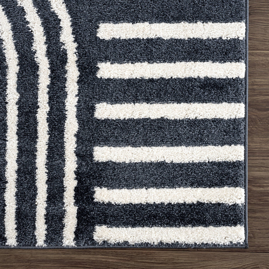 8 x 10 Cream Charcoal Area Rug W3642