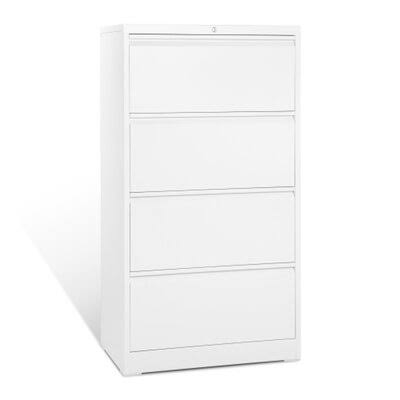 White 4 Drawer Folding Lateral File Cabinet R3082