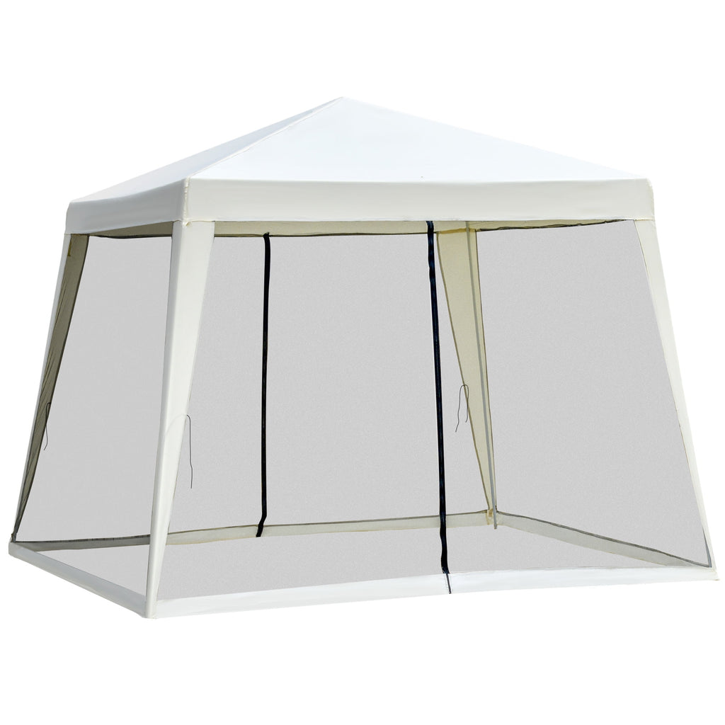 10' x 10' Folding Slant Leg Screened Canopy Tent with Mesh Sidewalls W4843