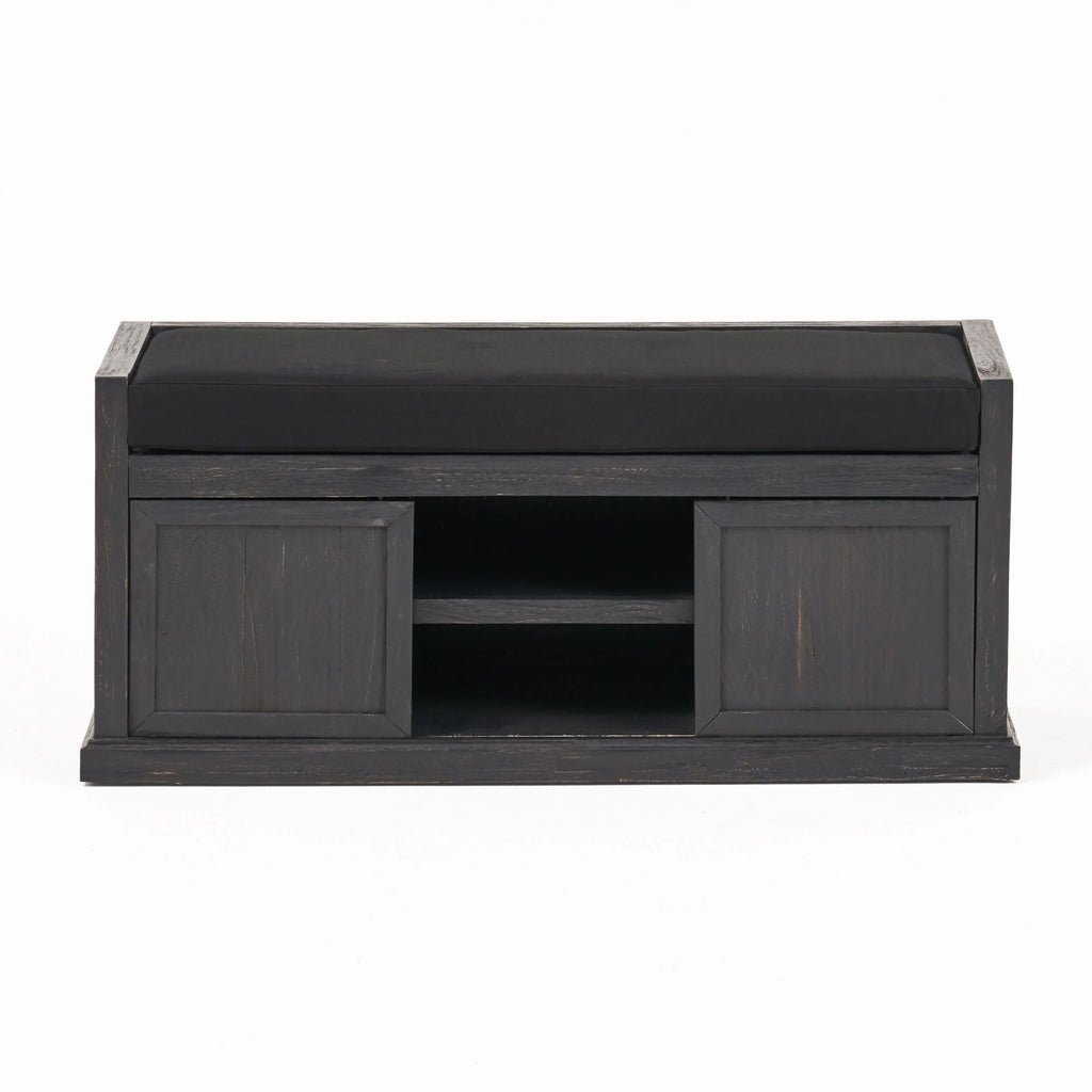 Acacia Wood Storage Bench with Cushion Q714