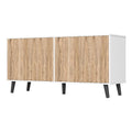 White & Natural Sideboard Buffet Cabinet with Storage U9249