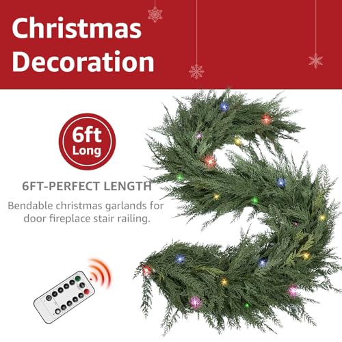 9ft Lighted Faux Cedar Garland E627