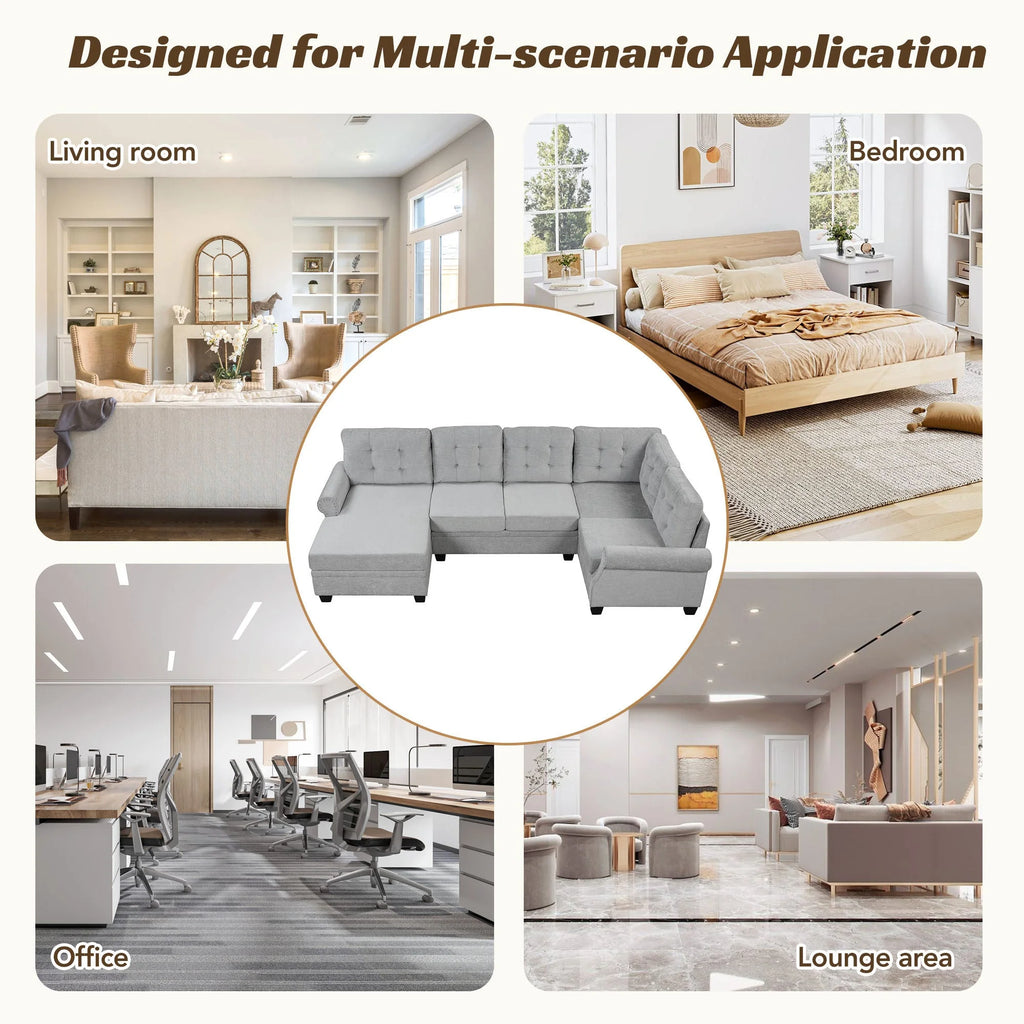 Gray U-Shaped Sectional Sofa G499