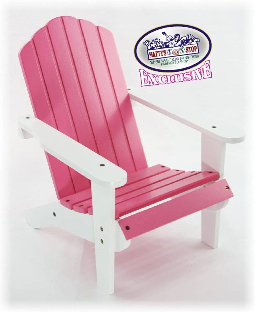 Pink/White Wooden Doll Furniture Adirondack Deck Chair J9982