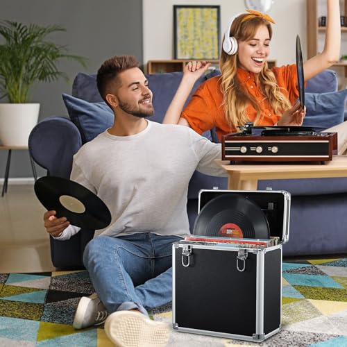 Black Vinyl Record Storage Case S7398