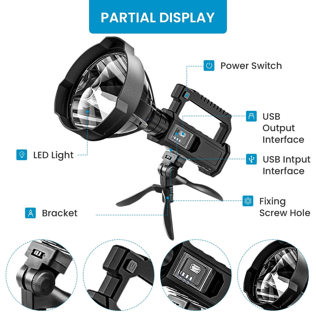 50000 Lumens Super Bright LED USB Rechargeable Waterproof Flashlight X796484