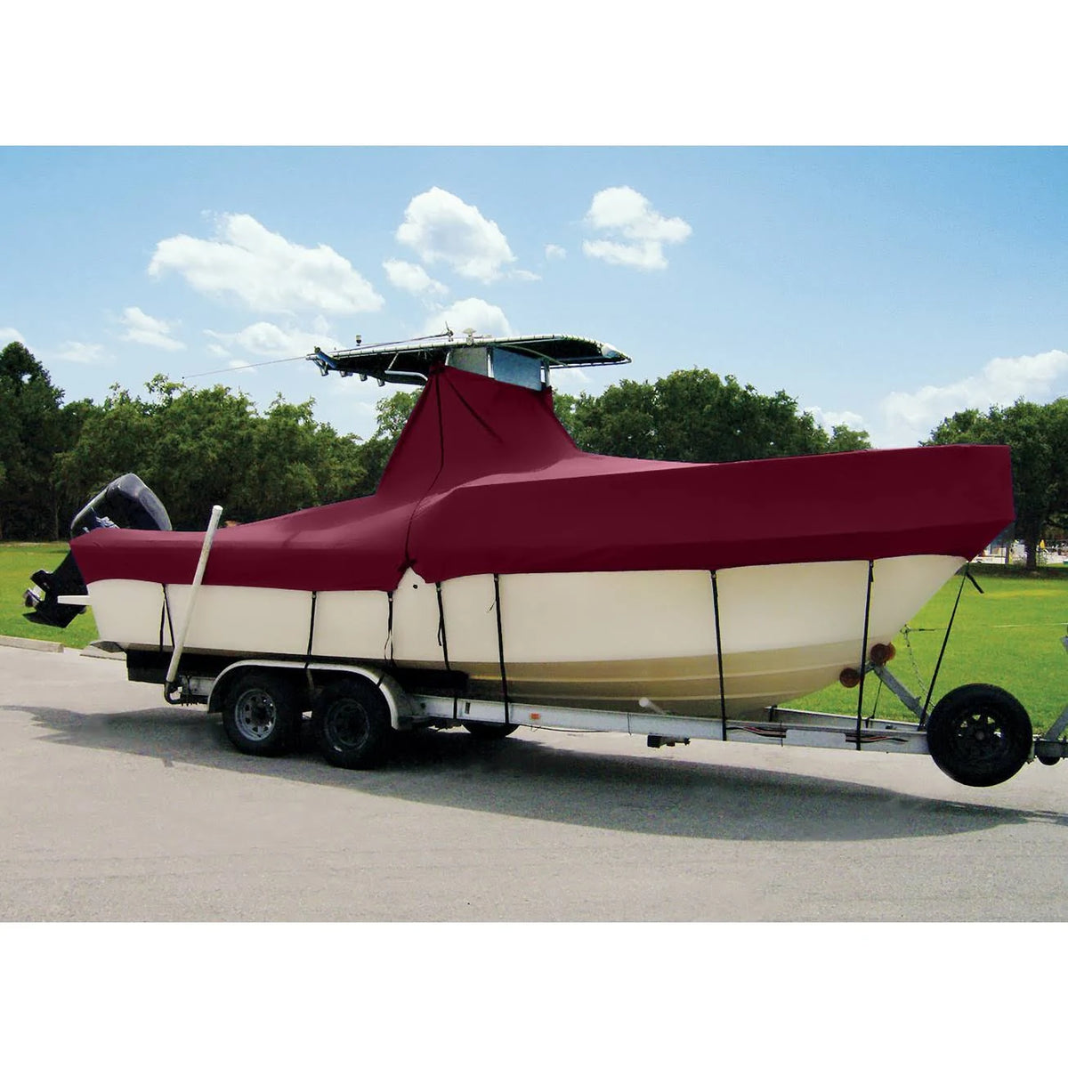 22 x 102 Boat Cover with Fixed T-Tops and Bow Rails B471958