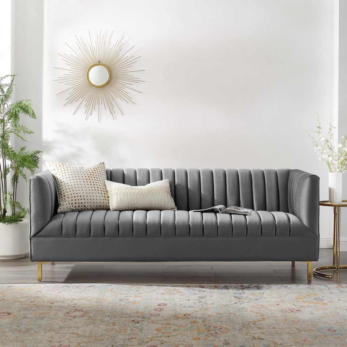 Gray Performance Velvet Sofa H27611