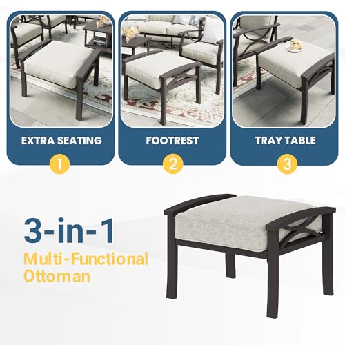 5-Piece Outdoor Metal Sectional Furniture Set with Cushions and Coffee Table E93693