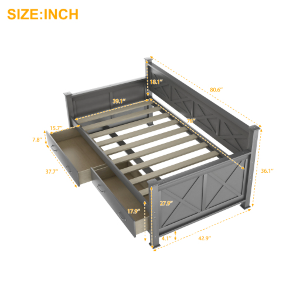 Twin Size Daybed with 2 Drawers L8366
