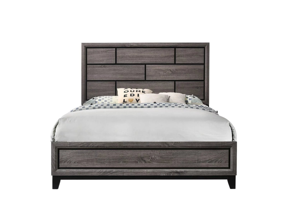 3pc Full Size Panel Bed and 2 Nightstands Gray Finish G92954