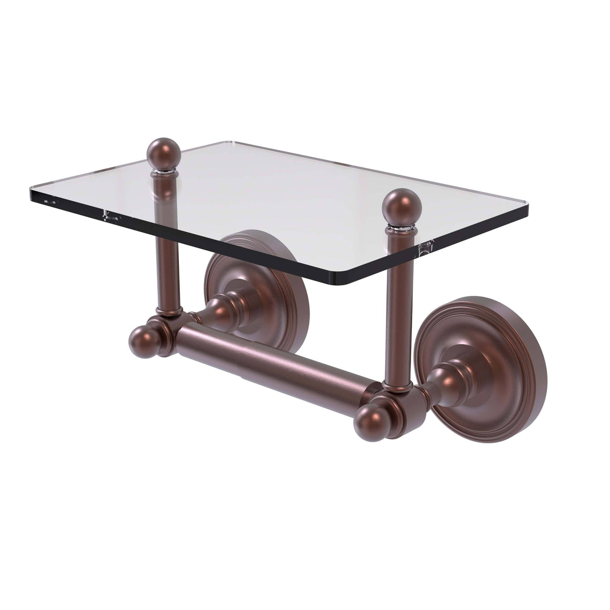 Two Post Toilet Tissue Holder with Glass Shelf - Satin Nickel Z742