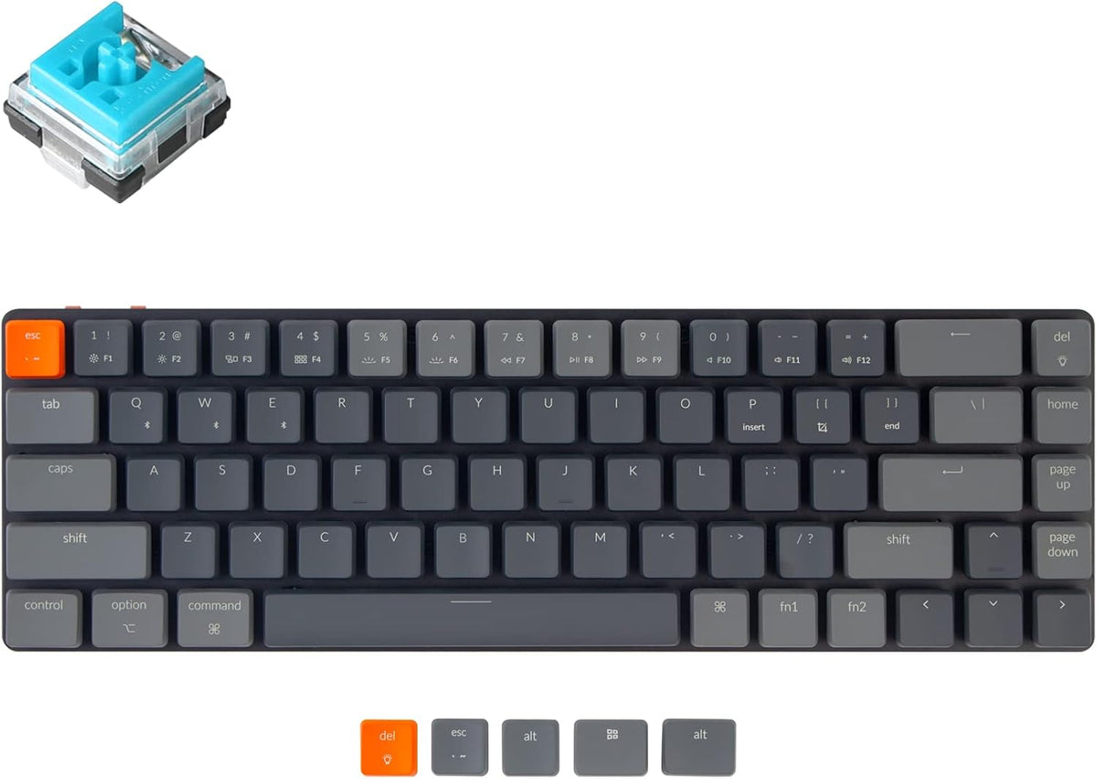 65% Layout Hot-swappable Ultra-Slim Wireless Bluetooth/Wired USB Mechanical Keyboard with Low-Profile Optical Blue Switch/RGB Backlit/68 Keys Q960
