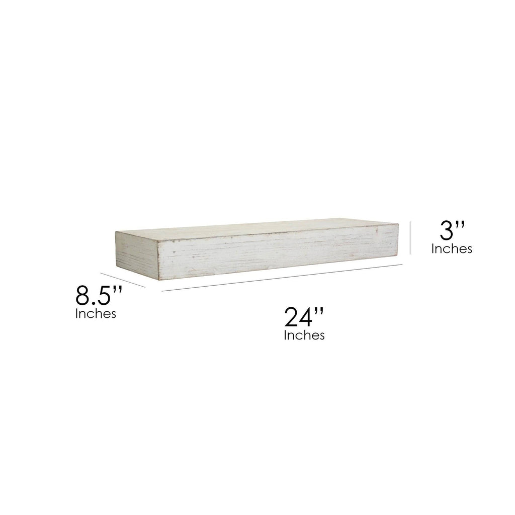 Rustic Whitewashed Wood Floating Wall Shelf Z9925