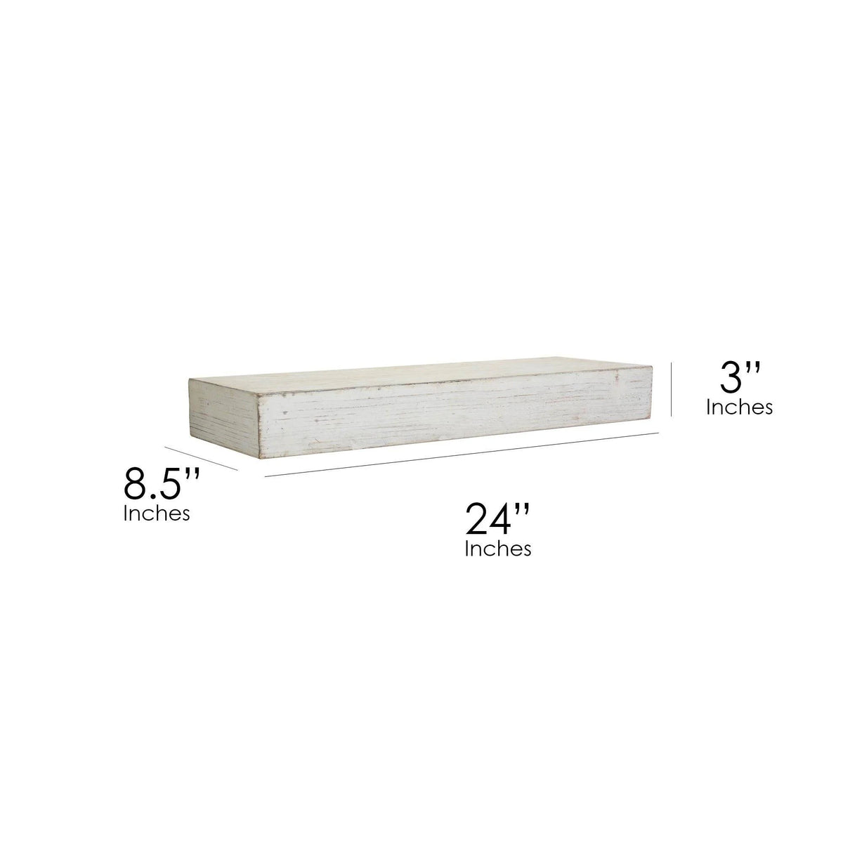 Rustic Whitewashed Wood Floating Wall Shelf Z9925