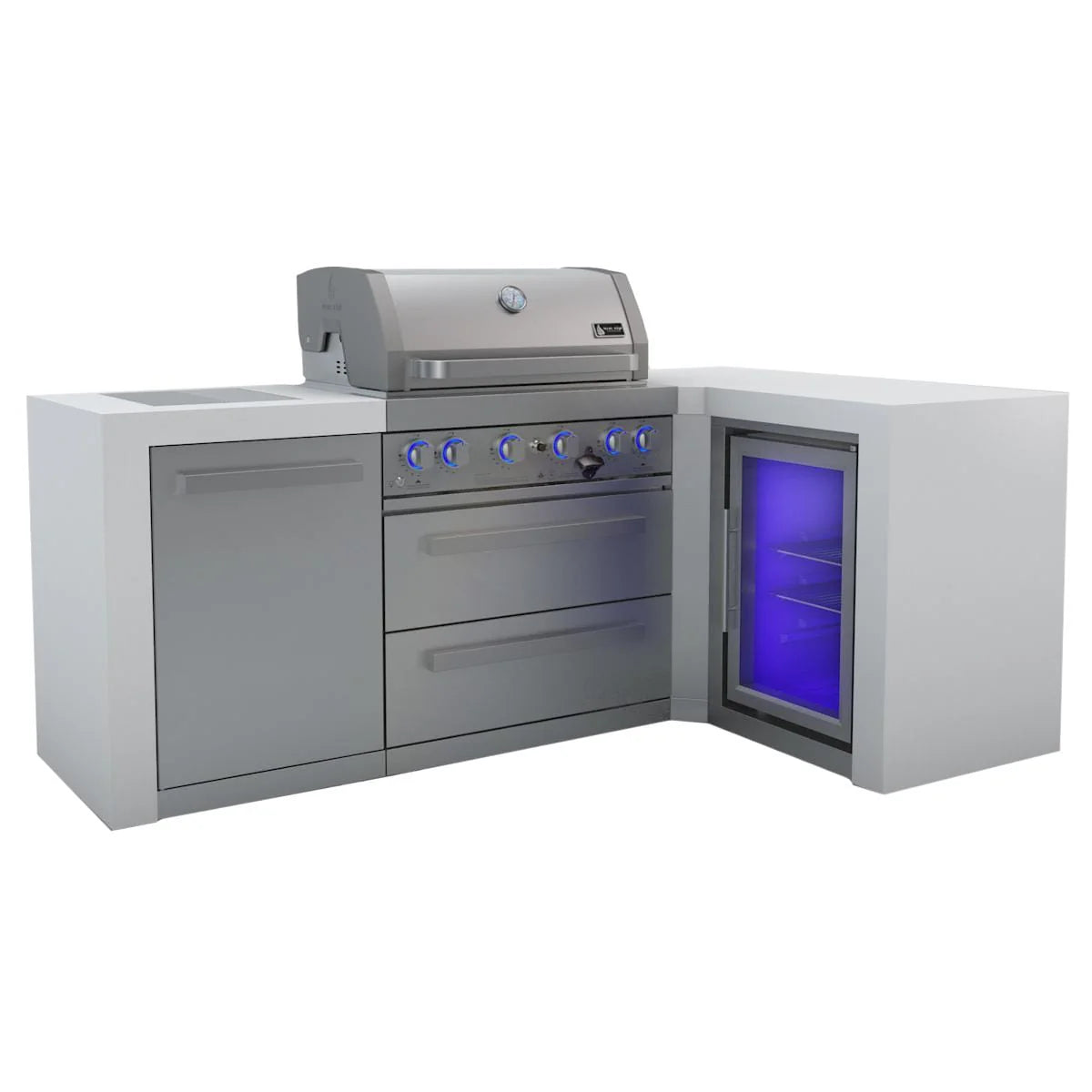 Island Grill with 90 Degree Corner and Fridge Cabinet P762