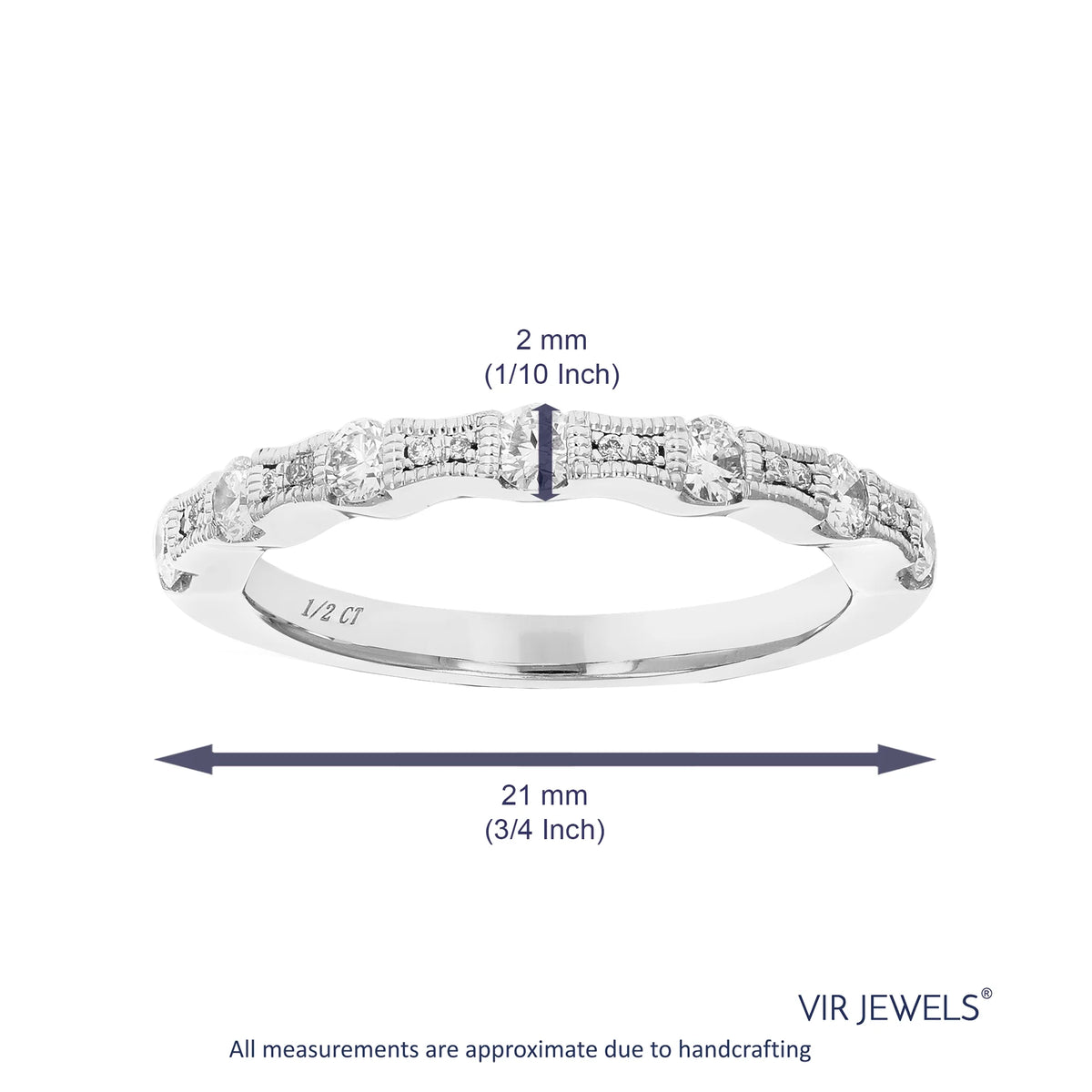1/2 CTTW Lab Grown Diamond Wedding Band .925 Sterling Silver Prong Size 7 A994