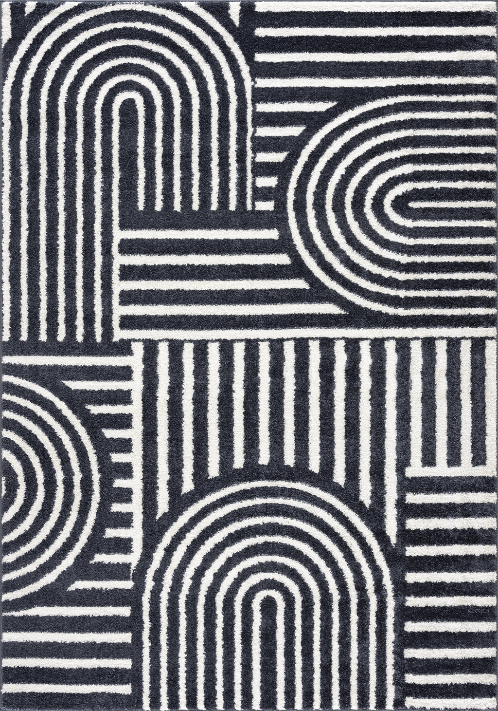 8 x 10 Cream Charcoal Area Rug W3642