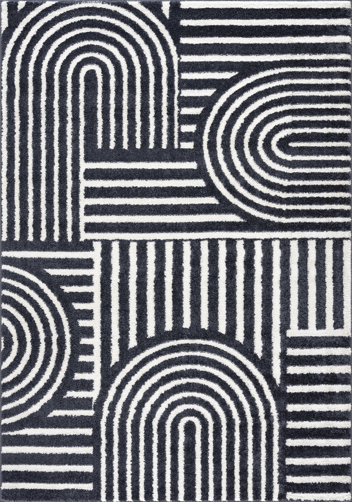 8 x 10 Cream Charcoal Area Rug W3642