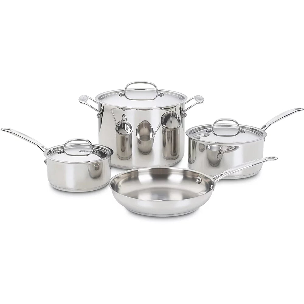 7-Piece Stainless Steel Cookware Set with Wall Mounted Rack R3043