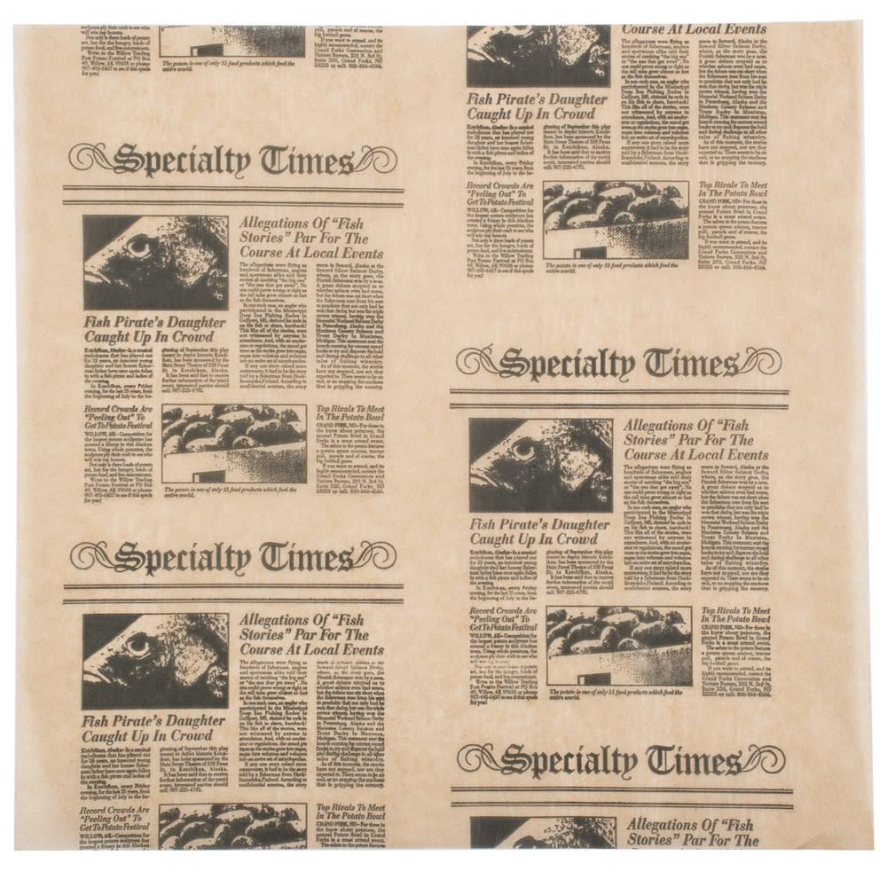 12x22 Natural Newspaper Print Sandwich Wrap Paper - 1000/Pack H17014