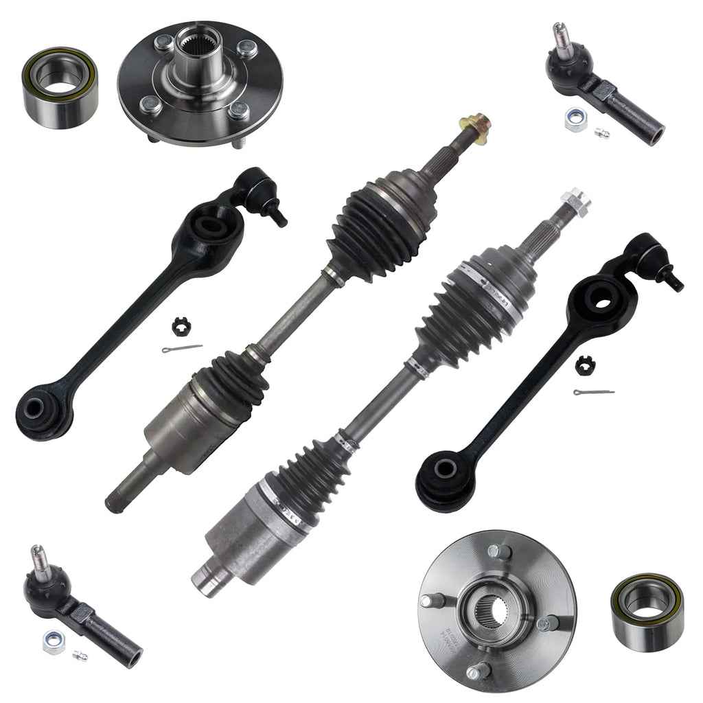 8 Pcs Wheel Hub Assemblies Lower Control Arms CV Axle Drive Shafts Outer Tie Rod Ends Kit K931
