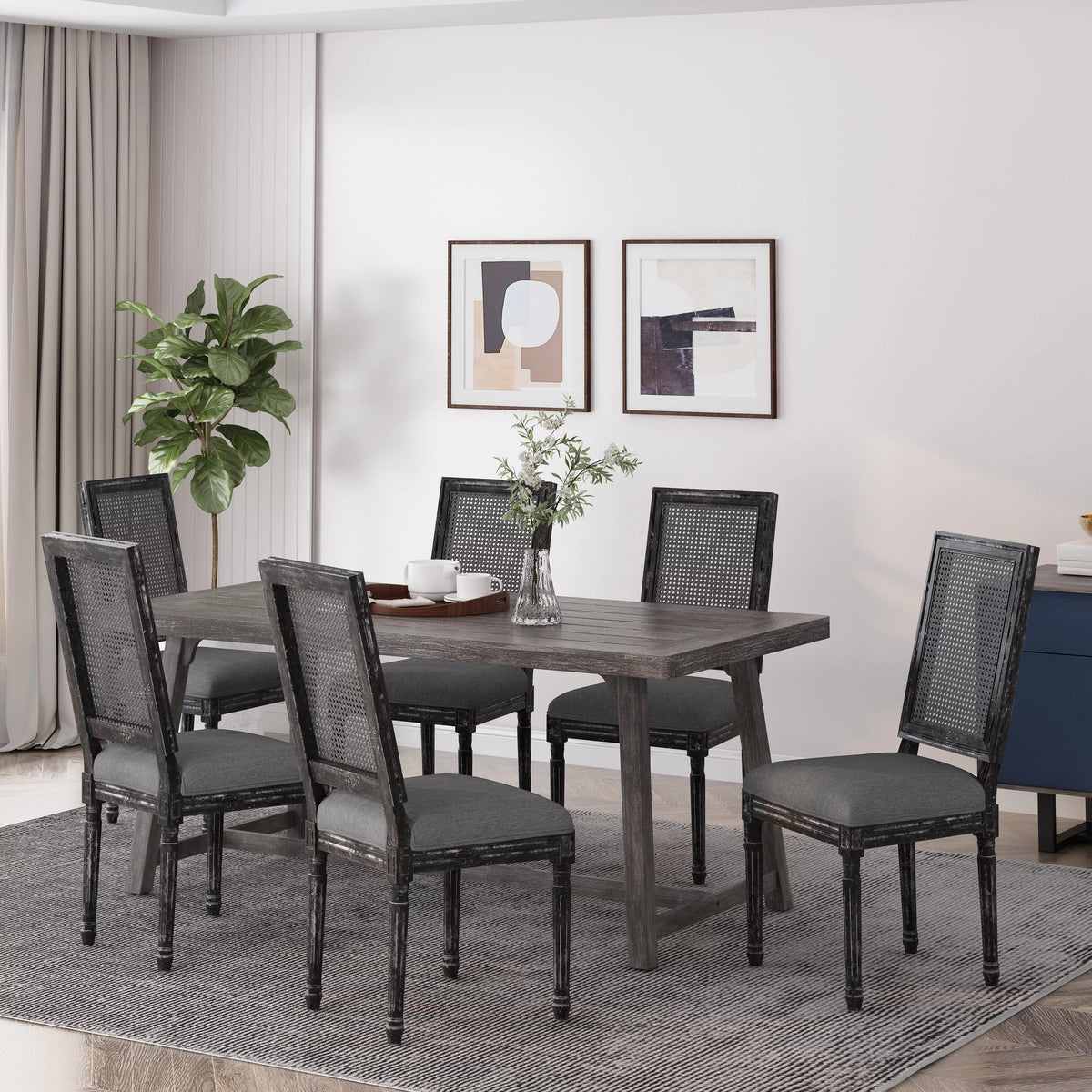 Gray Fabric Dining Chair Set of 6 C197423