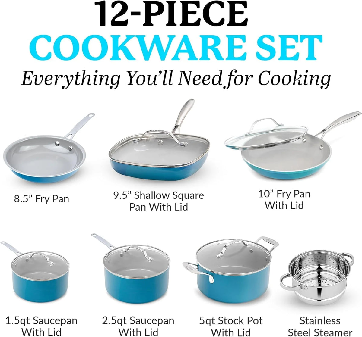12 Piece Non Stick Ti-Cerama Copper Cookware Set A729061