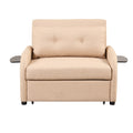 Beige 3 in 1 Pull Out Sofa Sleeper with 2 Wing Table and USB Charge F4617