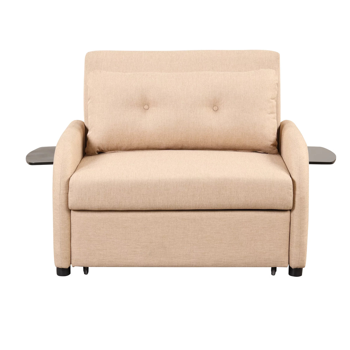 Beige 3 in 1 Pull Out Sofa Sleeper with 2 Wing Table and USB Charge F4617