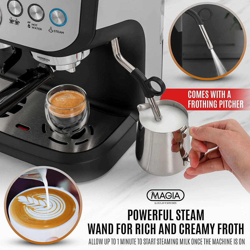 Manual Espresso Machine with Grinder and Milk Frother V767209