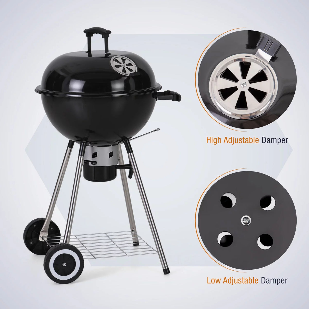 18" Portable Kettle Charcoal BBQ Grill D19747