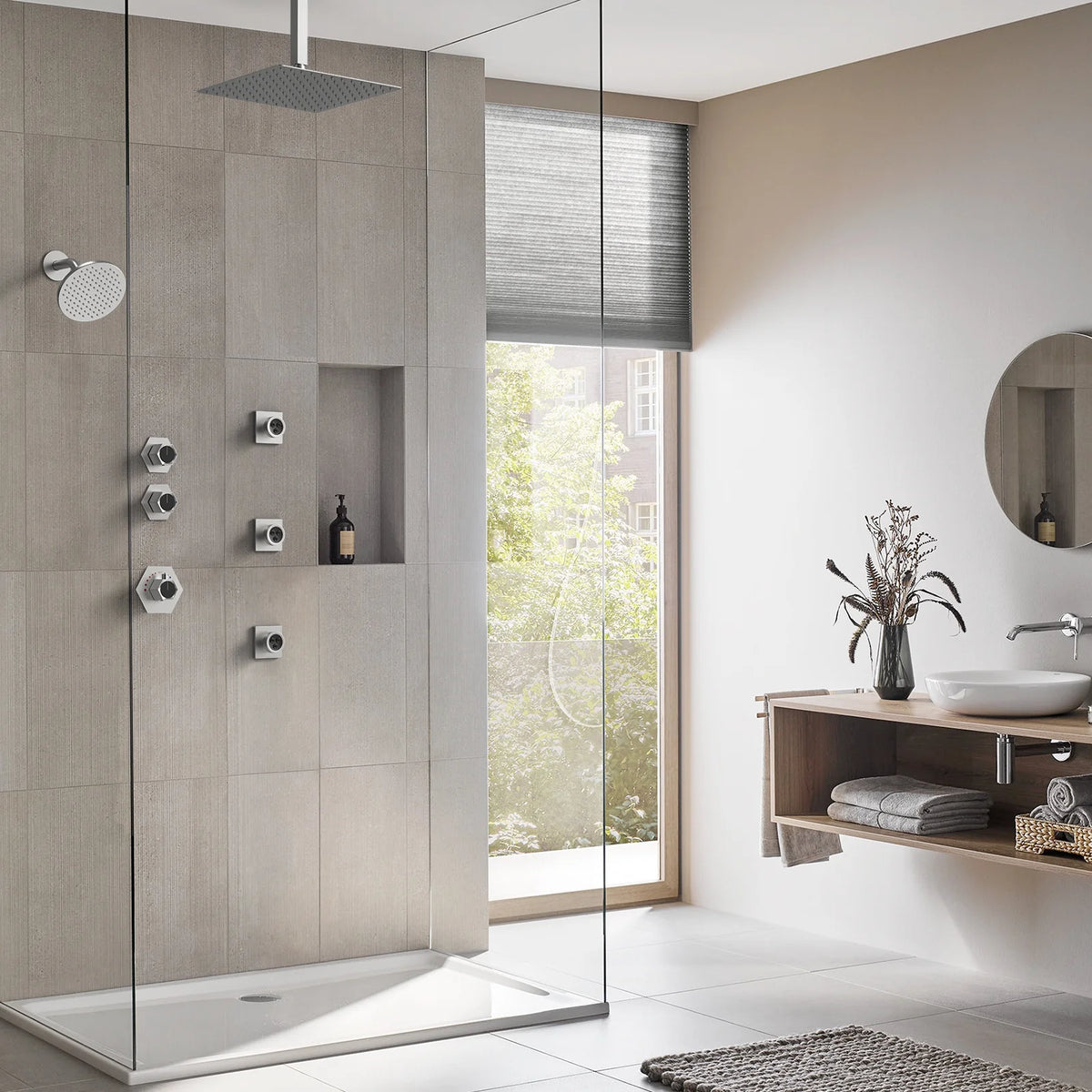 Brushed Nickel Thermostatic Shower Faucet Set E6859