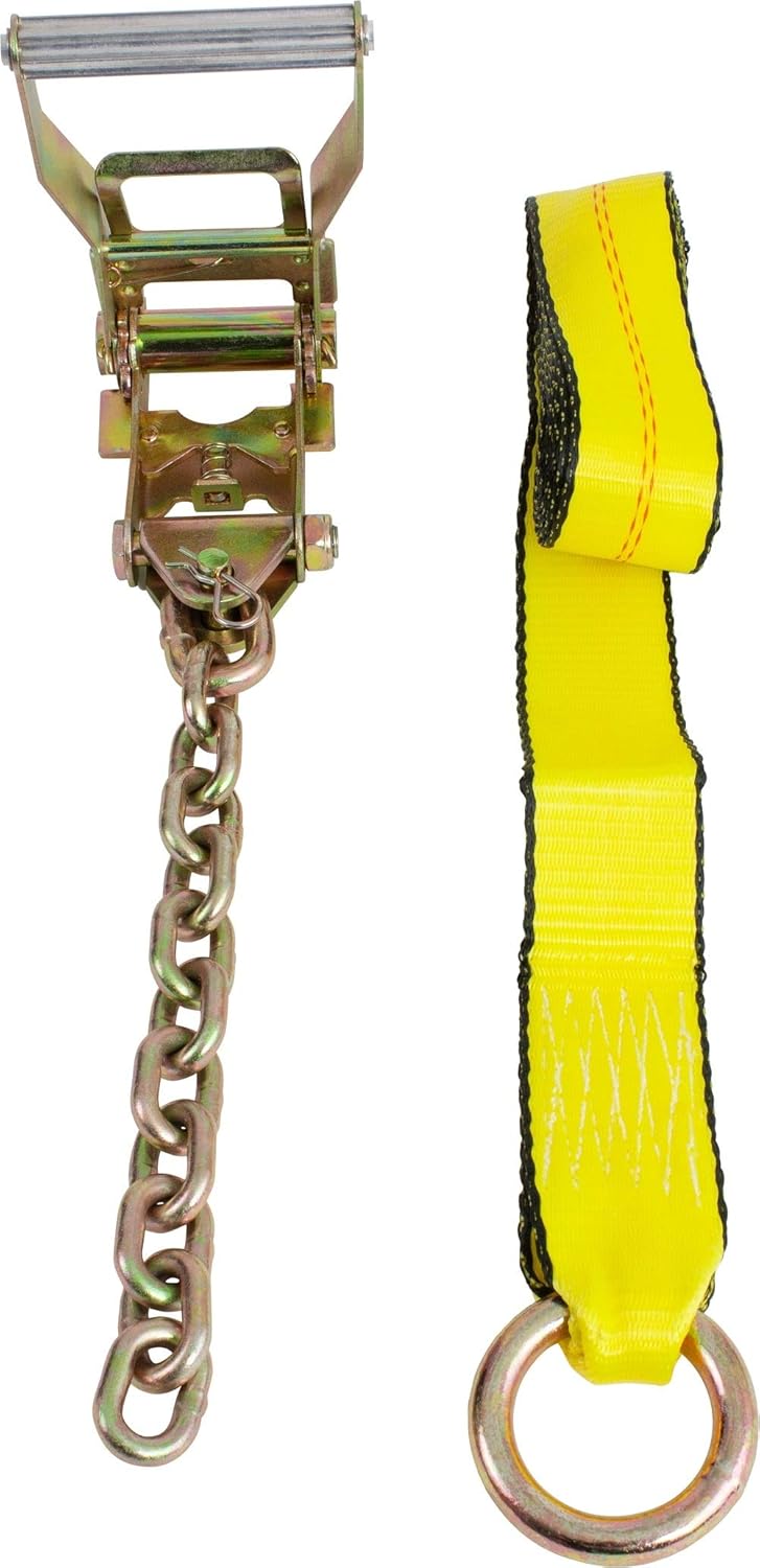 8 Pack Car Tie Down Ratchet Strap with Chain Anchor Wheel Straps L9330