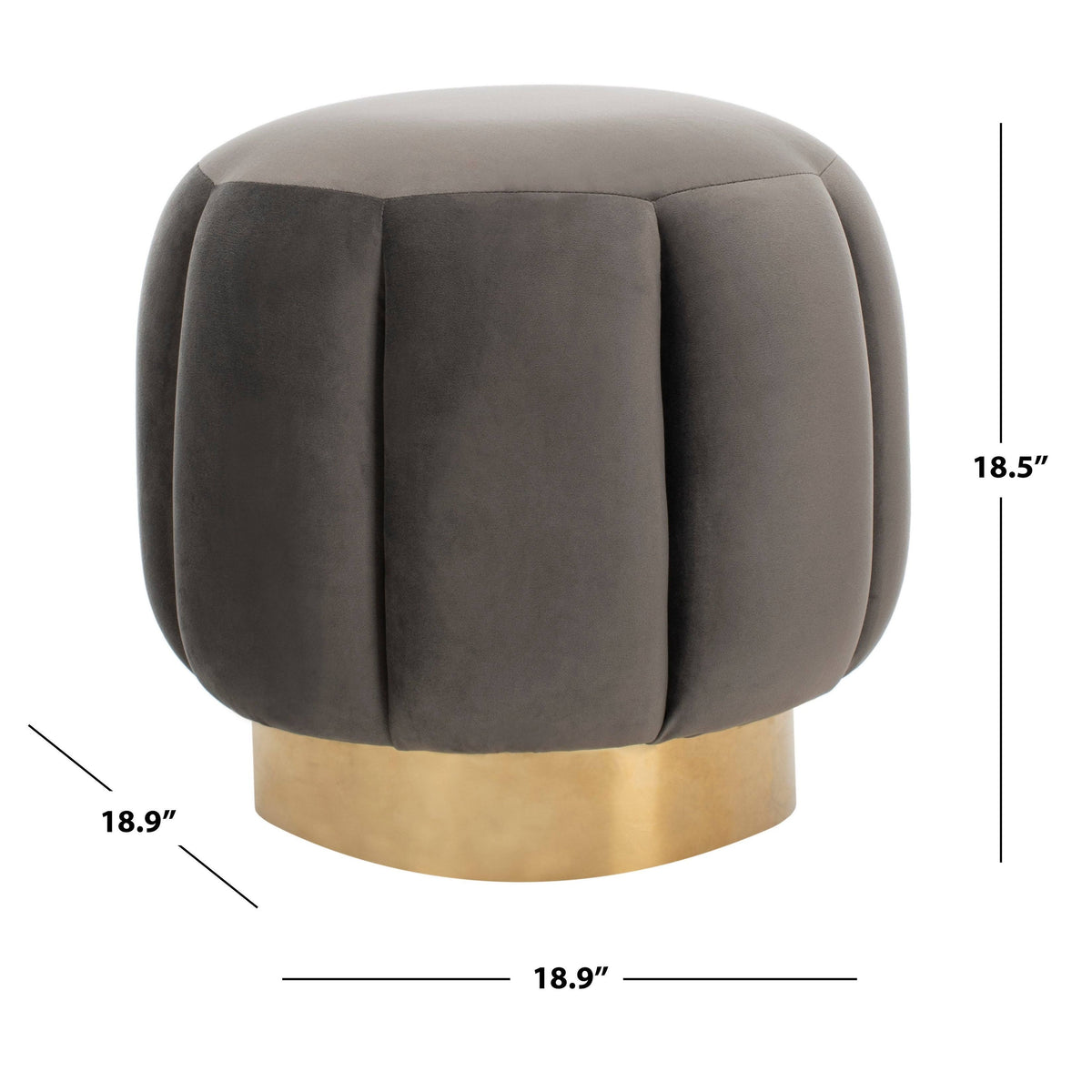 Dark Gray Channel Tufted Ottoman B805