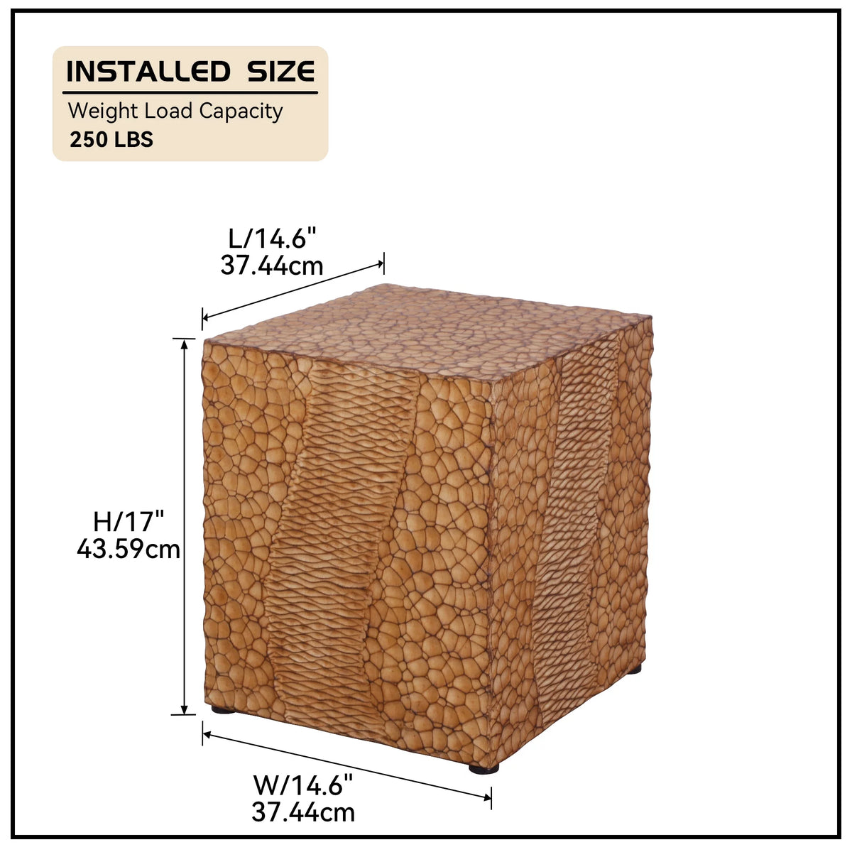 Faux Wood Stump Accent Side Table Yellow Q9521